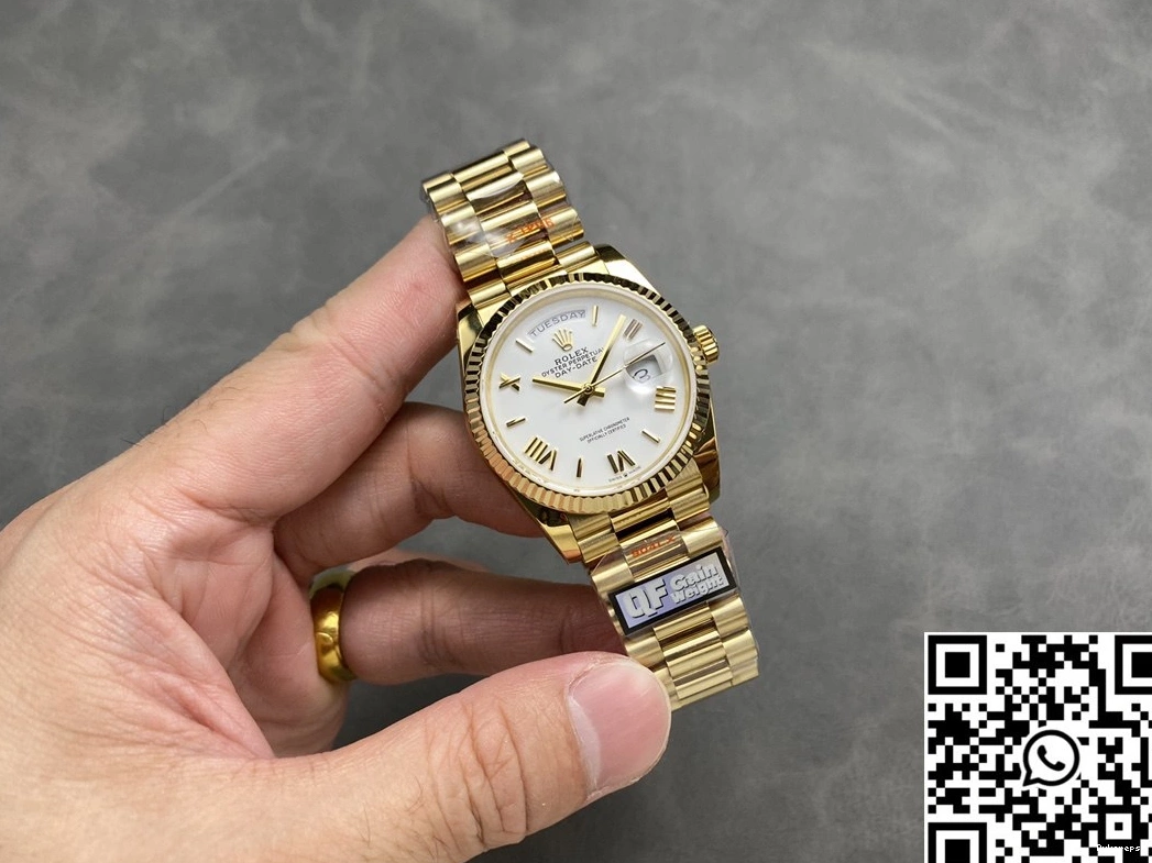 Steel v5 36mm Tungsten Day M128238-0113 White Yellow Dial Date QF 987 Resilient Rolex Gold Factory 0819
